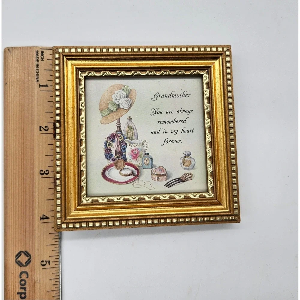 Heartfelt Collection Grandmother Framed Print Kathy Seek 1999 Gold Frame 4.5x4.5